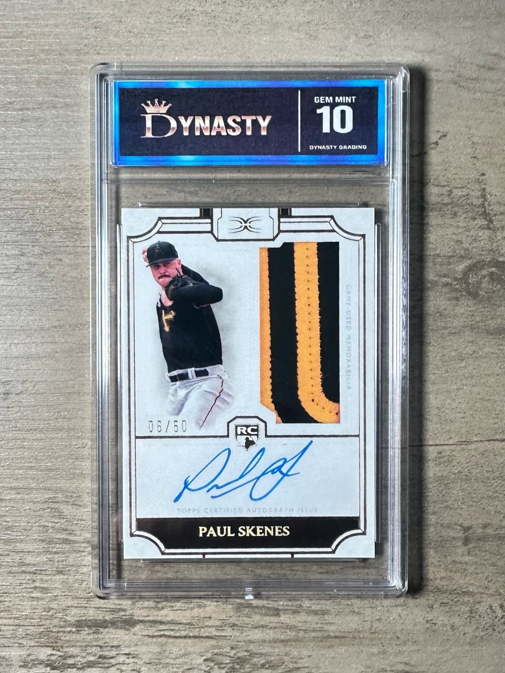 Paul Skenes Signed Rookie 2024 Topps Definitive Patch Gem Mint 10 Novelty Card.